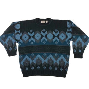 Vintage 80s Dad crew neck mens sweater Large alpine print